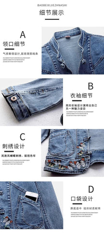 Embroidered Butterfly Denim Jacket Women Jackets Cardigan Cowboy Coat B - American Thistle Embroidered Butterfly Denim Jacket Women Jackets Cardigan Cowboy Coat B