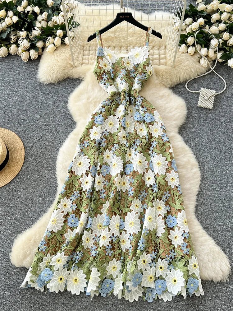 Embroidery Floral Dress Women Sleeveless - American Thistle Embroidery Floral Dress Women Sleeveless