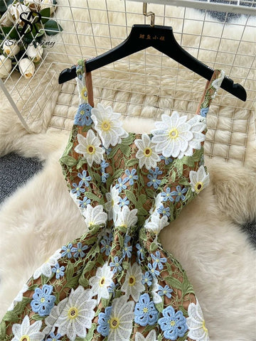 Embroidery Floral Dress Women Sleeveless - American Thistle Embroidery Floral Dress Women Sleeveless