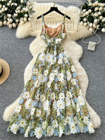 Embroidery Floral Dress Women Sleeveless - American Thistle Embroidery Floral Dress Women Sleeveless