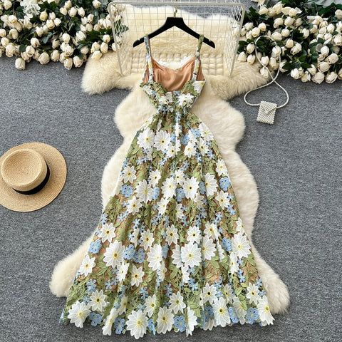 Embroidery Floral Dress Women Sleeveless - American Thistle Embroidery Floral Dress Women Sleeveless