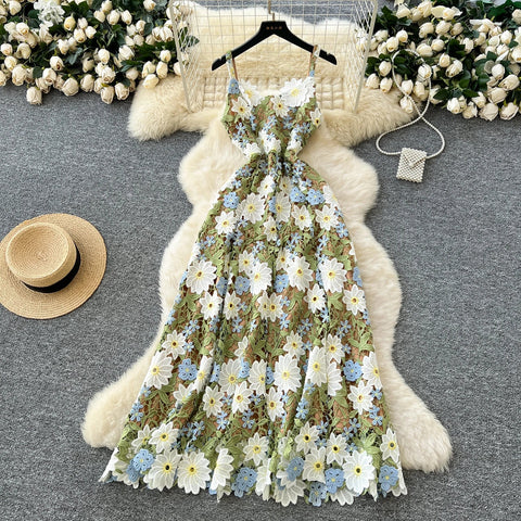 Embroidery Floral Dress Women Sleeveless - American Thistle Embroidery Floral Dress Women Sleeveless