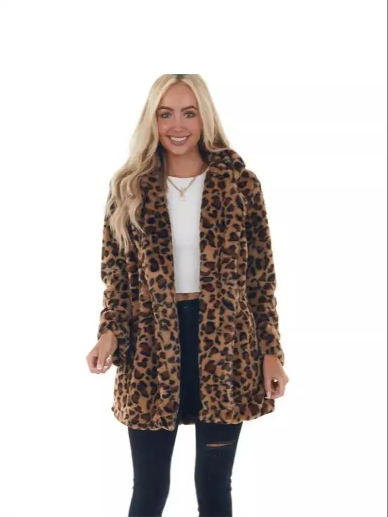 European and American autumn and winter leopard print women's clothing fashion temperament imitation fur women's clothing with p - American Thistle European and American autumn and winter leopard print women's clothing fashion temperament imitation fur women's clothing with p
