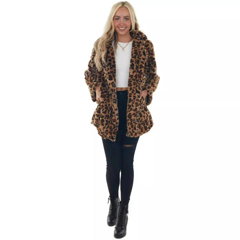 European and American autumn and winter leopard print women's clothing fashion temperament imitation fur women's clothing with p - American Thistle European and American autumn and winter leopard print women's clothing fashion temperament imitation fur women's clothing with p