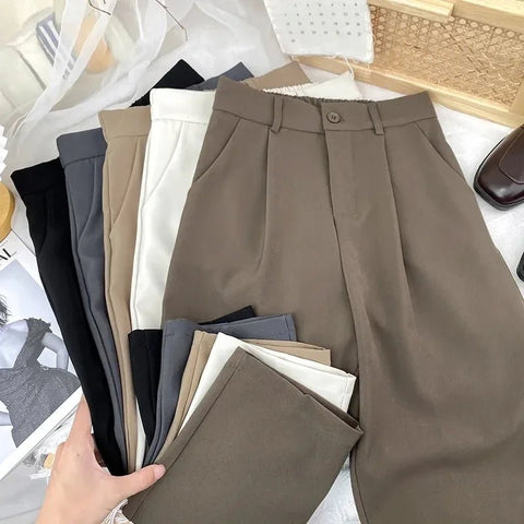 Fall Spring Black Suit Haren Pants Women Fashion Elastic High Waist Casual Trousers Woman Korean Style Solid Office Pant 2023 - American Thistle Fall Spring Black Suit Haren Pants Women Fashion Elastic High Waist Casual Trousers Woman Korean Style Solid Office Pant 2023