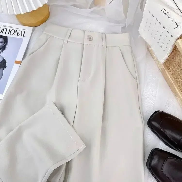 Fall Spring Black Suit Haren Pants Women Fashion Elastic High Waist Casual Trousers Woman Korean Style Solid Office Pant 2023 - American Thistle Fall Spring Black Suit Haren Pants Women Fashion Elastic High Waist Casual Trousers Woman Korean Style Solid Office Pant 2023