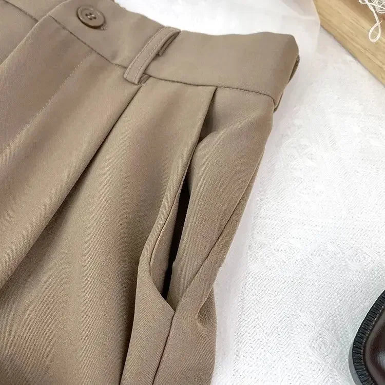 Fall Spring Black Suit Haren Pants Women Fashion Elastic High Waist Casual Trousers Woman Korean Style Solid Office Pant 2023 - American Thistle Fall Spring Black Suit Haren Pants Women Fashion Elastic High Waist Casual Trousers Woman Korean Style Solid Office Pant 2023