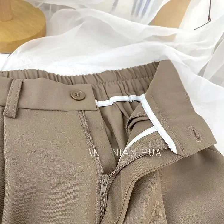 Fall Spring Black Suit Haren Pants Women Fashion Elastic High Waist Casual Trousers Woman Korean Style Solid Office Pant 2023 - American Thistle Fall Spring Black Suit Haren Pants Women Fashion Elastic High Waist Casual Trousers Woman Korean Style Solid Office Pant 2023