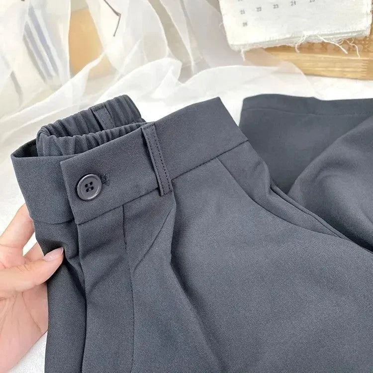 Fall Spring Black Suit Haren Pants Women Fashion Elastic High Waist Casual Trousers Woman Korean Style Solid Office Pant 2023 - American Thistle Fall Spring Black Suit Haren Pants Women Fashion Elastic High Waist Casual Trousers Woman Korean Style Solid Office Pant 2023