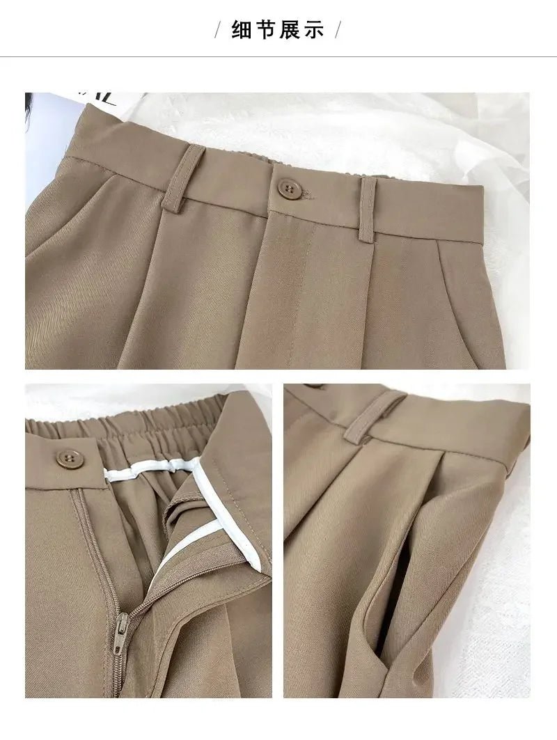 Fall Spring Black Suit Haren Pants Women Fashion Elastic High Waist Casual Trousers Woman Korean Style Solid Office Pant 2023 - American Thistle Fall Spring Black Suit Haren Pants Women Fashion Elastic High Waist Casual Trousers Woman Korean Style Solid Office Pant 2023