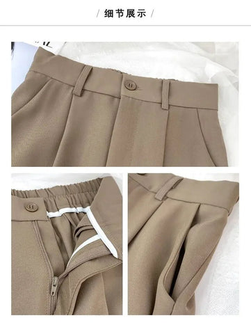 Fall Spring Black Suit Haren Pants Women Fashion Elastic High Waist Casual Trousers Woman Korean Style Solid Office Pant 2023 - American Thistle Fall Spring Black Suit Haren Pants Women Fashion Elastic High Waist Casual Trousers Woman Korean Style Solid Office Pant 2023