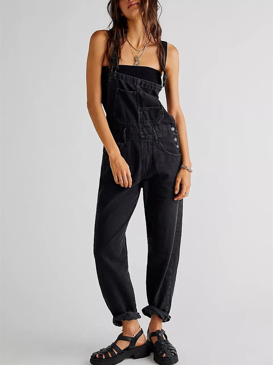 Fashion Denim Overalls for Women Loose Fit Classic Bib Casual Jean Stretchy Denim Overall Jumpsuit Tapered Leg Jean Pants - American ThistleFashion Denim Overalls for Women Loose Fit Classic Bib Casual Jean Stretchy Denim Overall Jumpsuit Tapered Leg Jean Pants