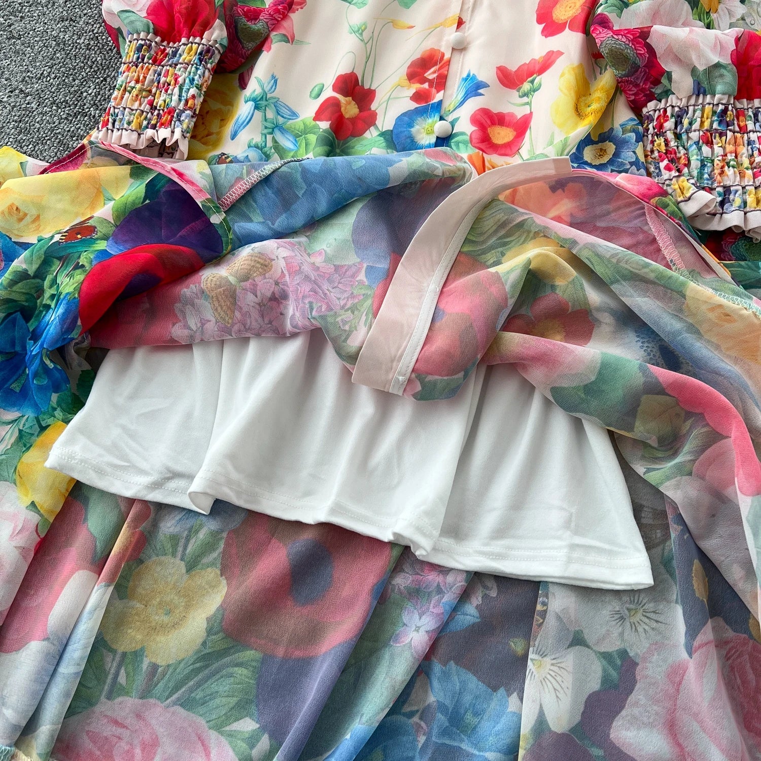 Fashion Gorgeous Flower Chiffon Maxi Ruffles Dress Women Sexy Deep V Neck Long Lantern Sleeve Floral Print Boho - American Thistle Fashion Gorgeous Flower Chiffon Maxi Ruffles Dress Women Sexy Deep V Neck Long Lantern Sleeve Floral Print Boho