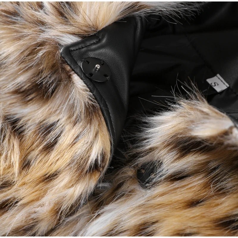 Fashion Leopard Print Faux Fur Coats For Women Luxury Turn - down Collar Long Sleeve Chic Jacket - American ThistleFashion Leopard Print Faux Fur Coats For Women Luxury Turn - down Collar Long Sleeve Chic Jacket