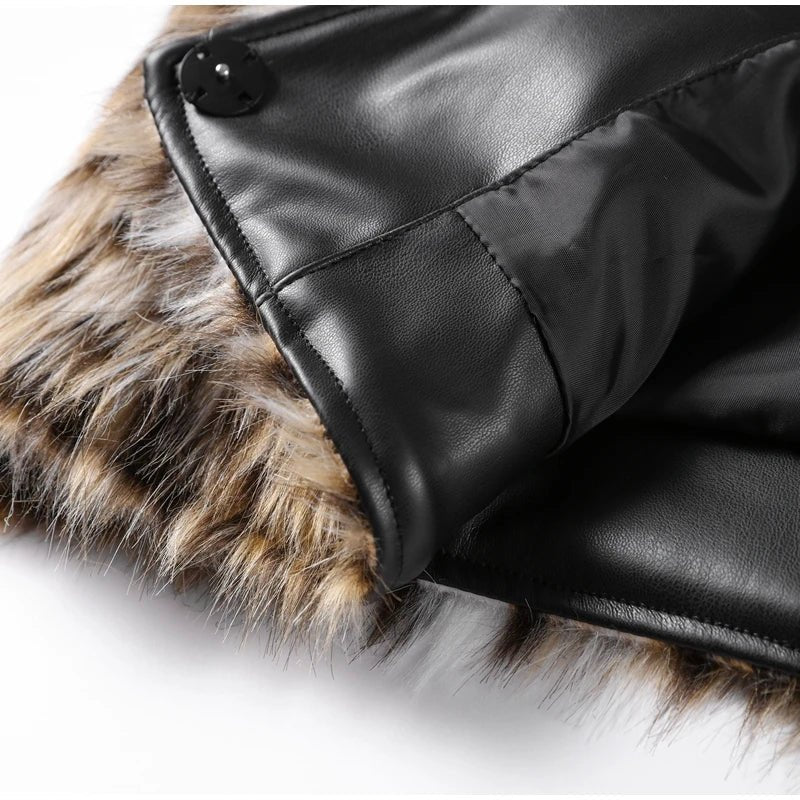 Fashion Leopard Print Faux Fur Coats For Women Luxury Turn - down Collar Long Sleeve Chic Jacket - American ThistleFashion Leopard Print Faux Fur Coats For Women Luxury Turn - down Collar Long Sleeve Chic Jacket