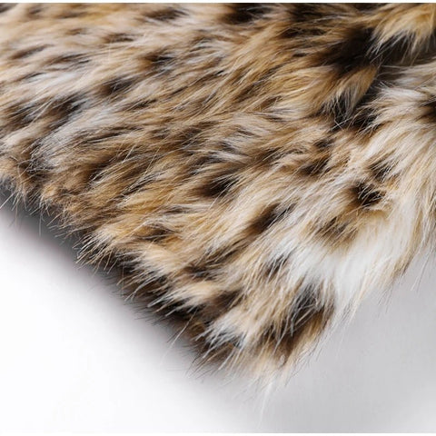 Fashion Leopard Print Faux Fur Coats For Women Luxury Turn - down Collar Long Sleeve Chic Jacket - American ThistleFashion Leopard Print Faux Fur Coats For Women Luxury Turn - down Collar Long Sleeve Chic Jacket