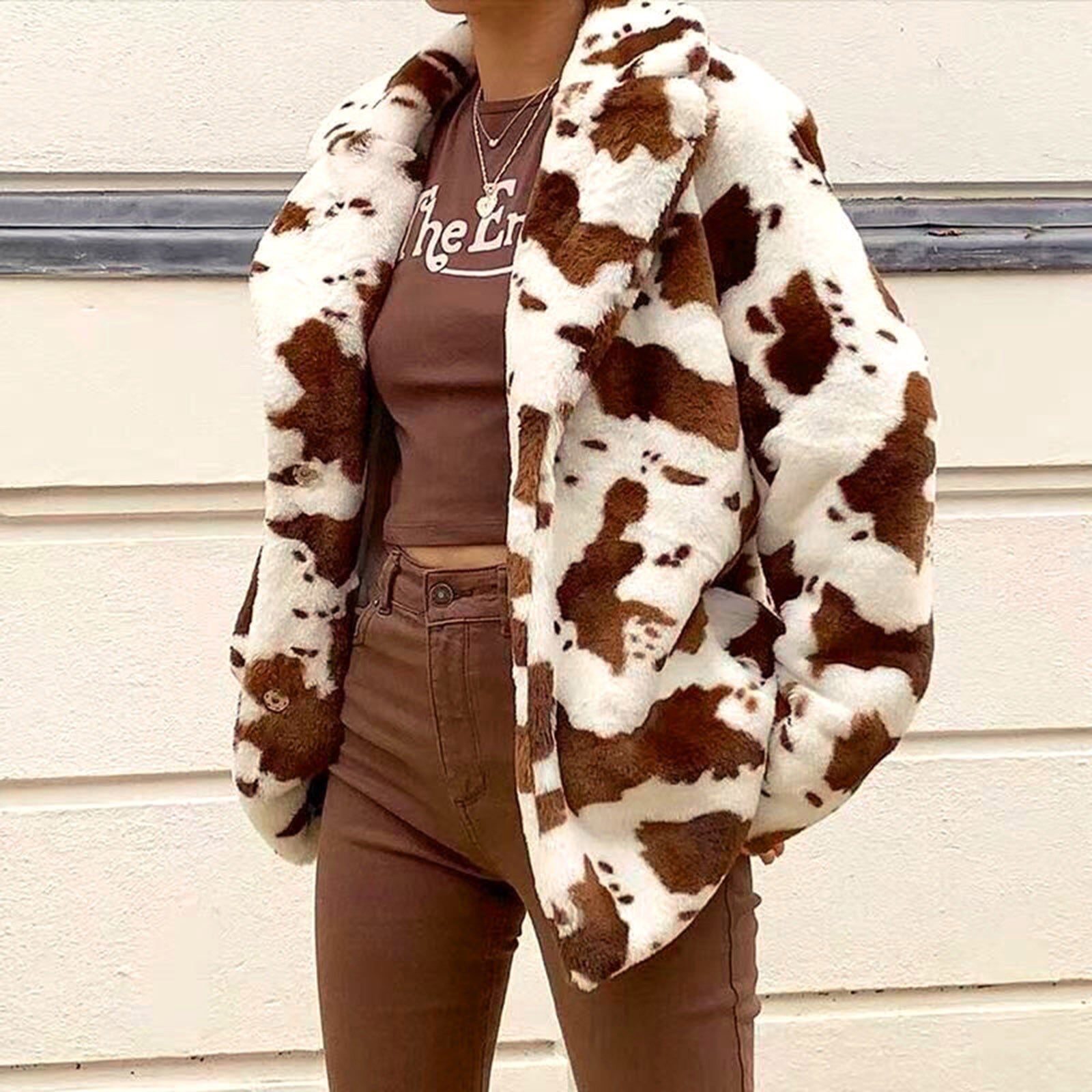 Fashion Thickened Cow Print Coat Women'S Autumn Winter Plush Long Sleeve Coat Thicken Warm Windbreaker Coat Jackets - American Thistle Fashion Thickened Cow Print Coat Women'S Autumn Winter Plush Long Sleeve Coat Thicken Warm Windbreaker Coat Jackets