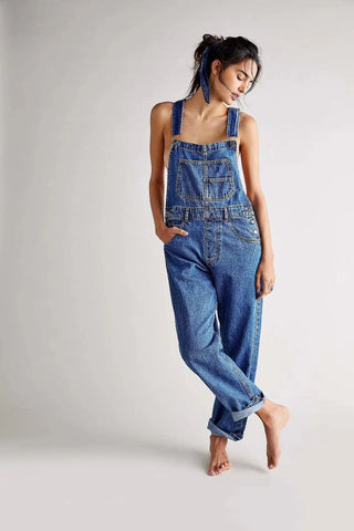 Fashionable Loose Women's Denim Overalls Long Pants - American Thistle Fashionable Loose Women's Denim Overalls Long Pants