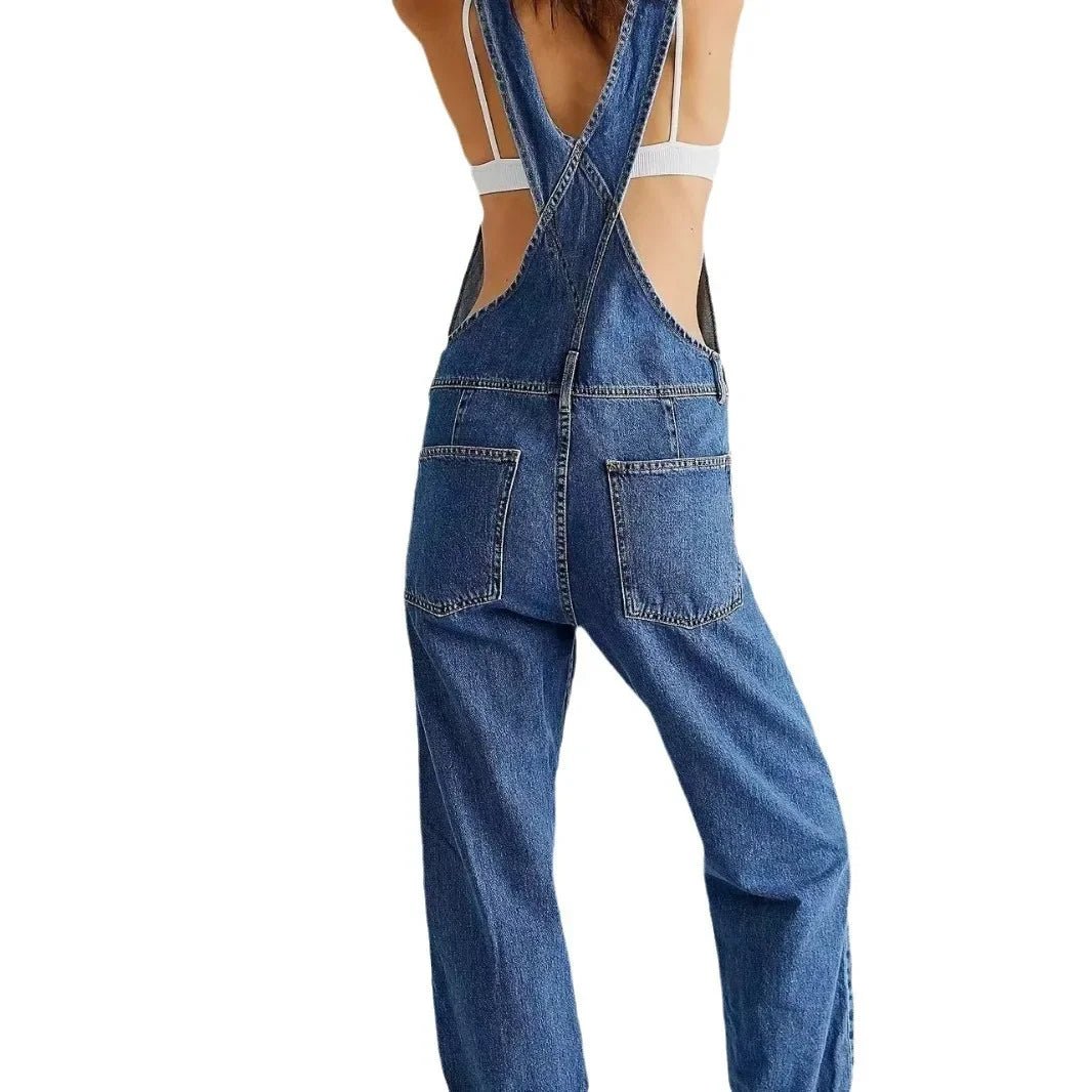 Fashionable Loose Women's Denim Overalls Long Pants - American Thistle Fashionable Loose Women's Denim Overalls Long Pants