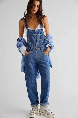 Fashionable Loose Women's Denim Overalls Long Pants - American Thistle Fashionable Loose Women's Denim Overalls Long Pants