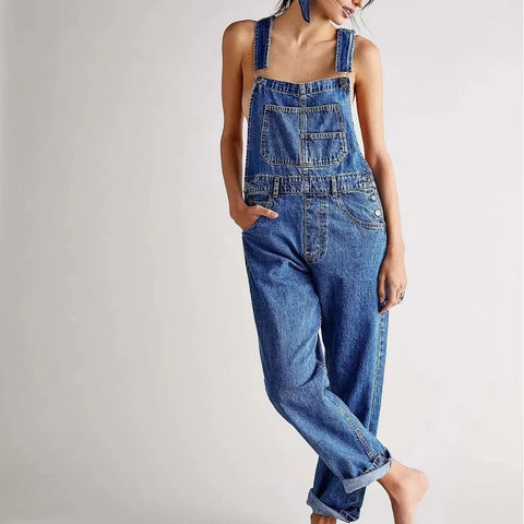 Fashionable Loose Women's Denim Overalls Long Pants - American Thistle Fashionable Loose Women's Denim Overalls Long Pants