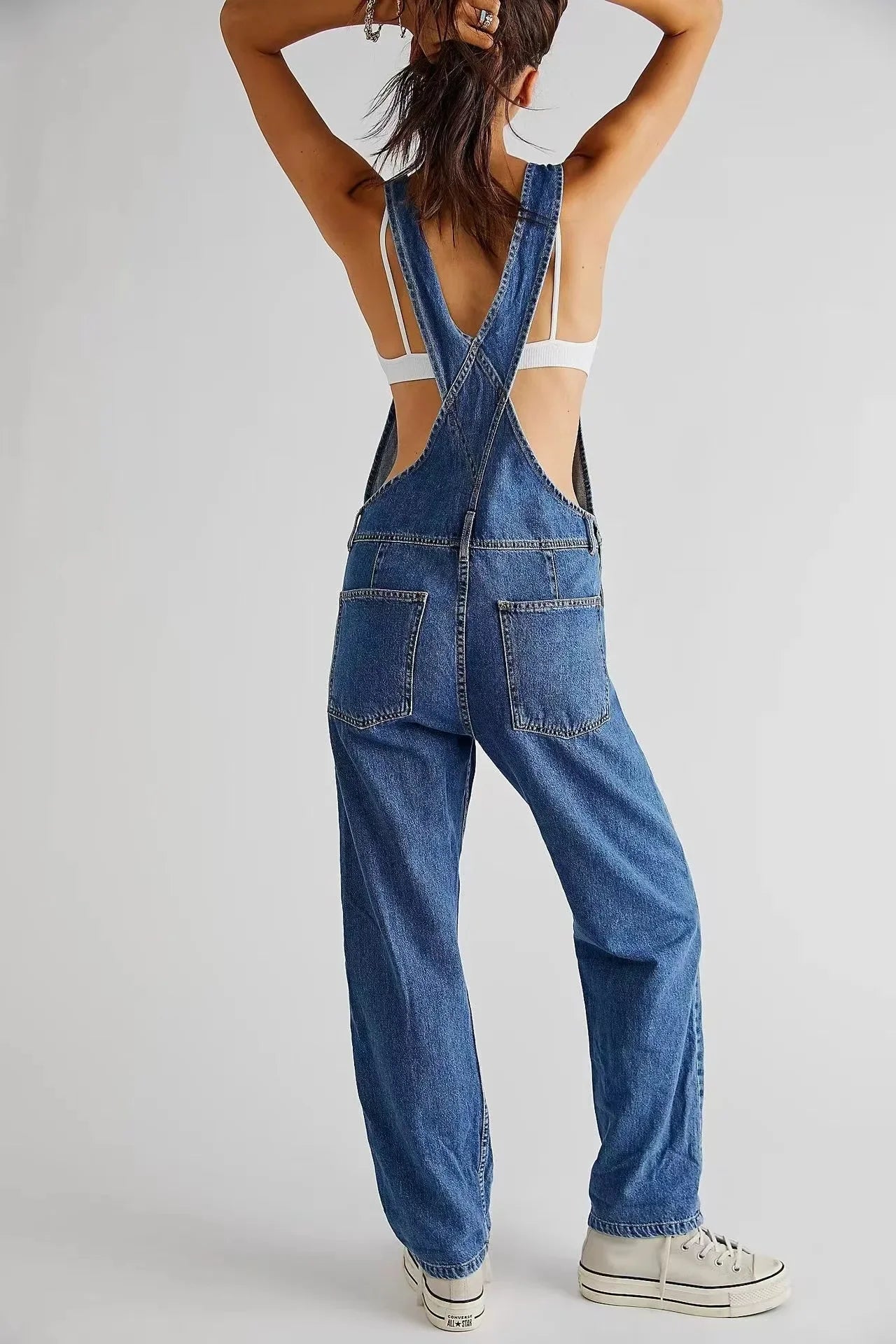 Fashionable Loose Women's Denim Overalls Long Pants - American Thistle Fashionable Loose Women's Denim Overalls Long Pants