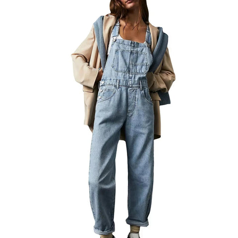 Fashionable Loose Women's Denim Overalls Long Pants - American Thistle Fashionable Loose Women's Denim Overalls Long Pants