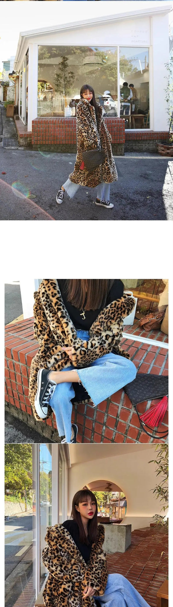 Faux Fur Leopard Women Long Coats - American Thistle Faux Fur Leopard Women Long Coats