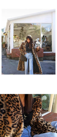 Faux Fur Leopard Women Long Coats - American Thistle Faux Fur Leopard Women Long Coats