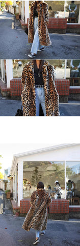 Faux Fur Leopard Women Long Coats - American Thistle Faux Fur Leopard Women Long Coats