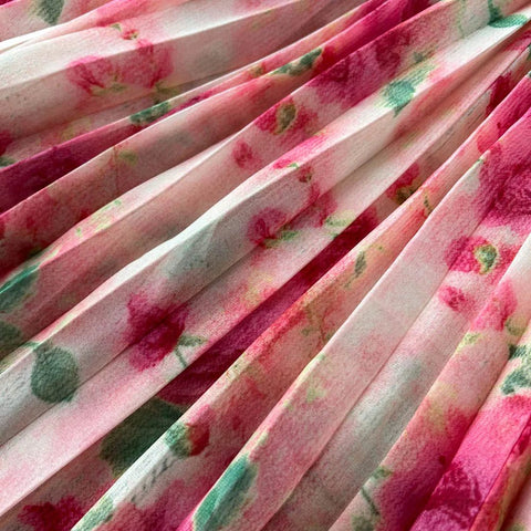 Floral Chiffon Pleaded Long Dress Ruffles Splice Maxi Dress - American Thistle Floral Chiffon Pleaded Long Dress Ruffles Splice Maxi Dress