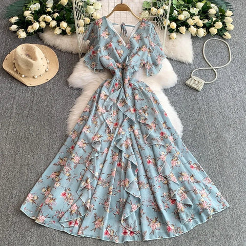 Floral Modest Maxi Dress - American Thistle Floral Modest Maxi Dress