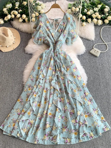 Floral Modest Maxi Dress - American Thistle Floral Modest Maxi Dress