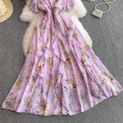 Floral Modest Maxi Dress - American Thistle Floral Modest Maxi Dress