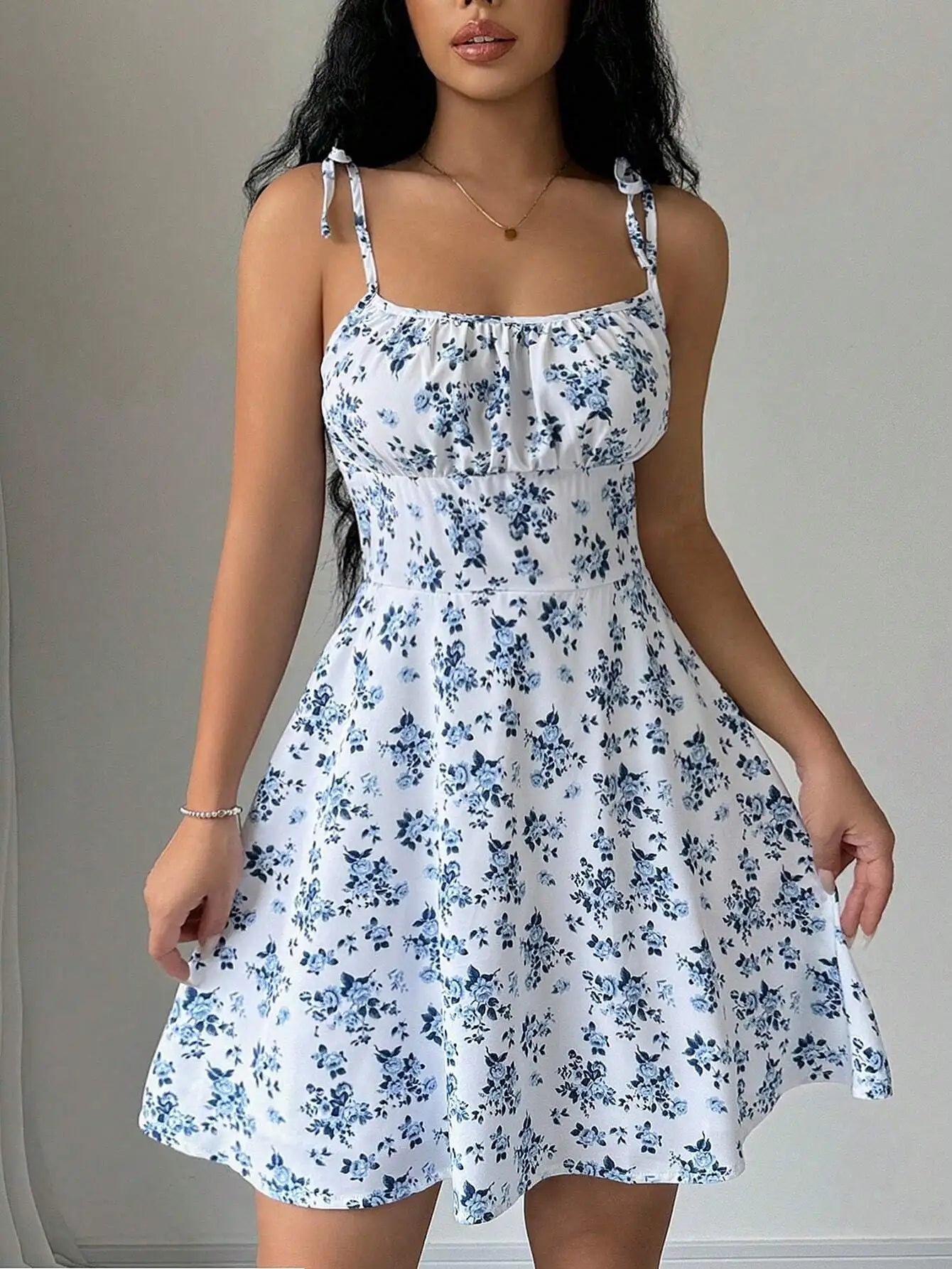 Floral Spaghetti Strap Beach Short Dress - American Thistle Floral Spaghetti Strap Beach Short Dress