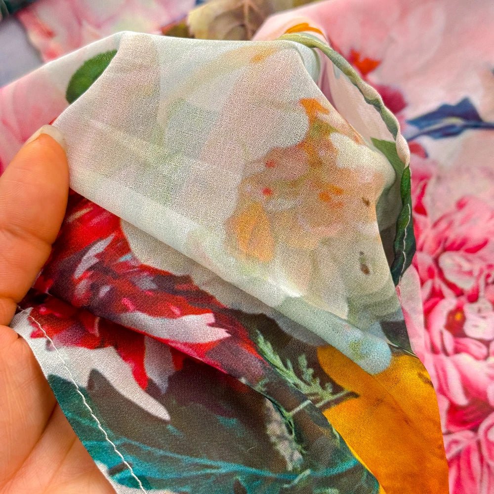 Floral Sweet Dresses for Women V - neck Flying Sleeve Elegant Single Breasted Tunic Summer Maxi Dress. La Femme - American Thistle Floral Sweet Dresses for Women V - neck Flying Sleeve Elegant Single Breasted Tunic Summer Maxi Dress. La Femme