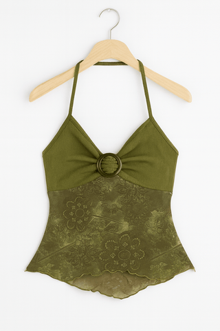 Forest Green Bando Halter Top - American Thistle Forest Green Bando Halter Top
