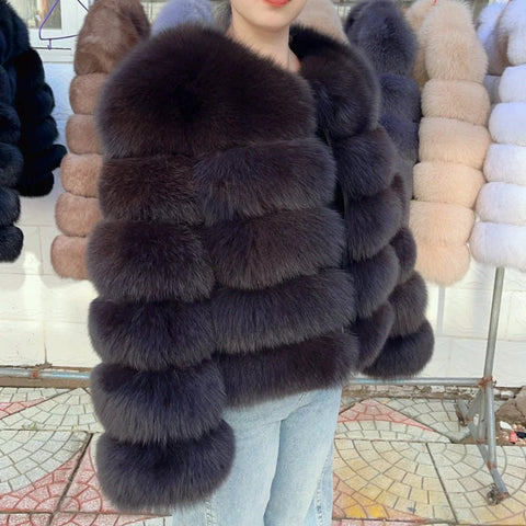 Fox Fur Coat Real Winter Women'S Fashion - American ThistleFox Fur Coat Real Winter Women'S Fashion