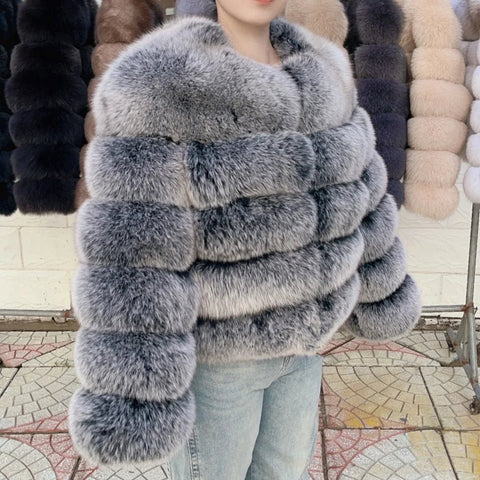 Fox Fur Coat Real Winter Women'S Fashion - American ThistleFox Fur Coat Real Winter Women'S Fashion