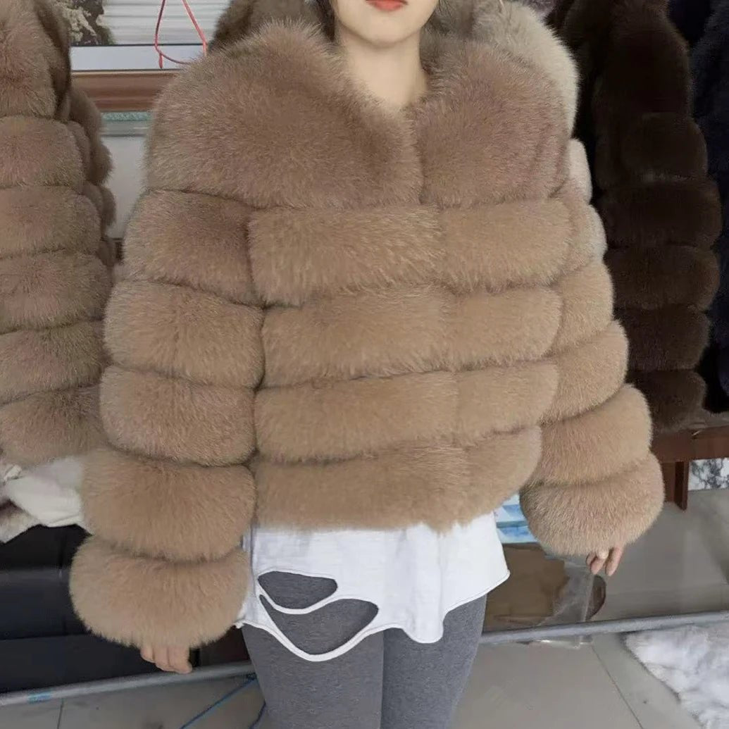Fox Fur Coat Real Winter Women'S Fashion - American ThistleFox Fur Coat Real Winter Women'S Fashion