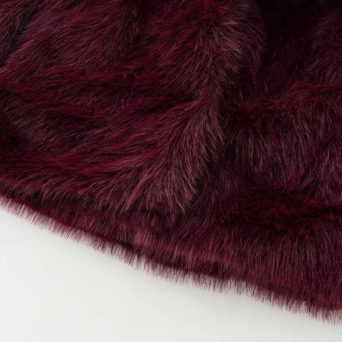 Fur Coat Women Plush Burgundy Winter Coat - American Thistle Fur Coat Women Plush Burgundy Winter Coat