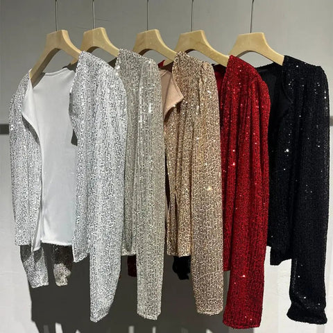 Glitter Sequin Jacket For Women Long Sleeve Casual Jacket Female Fashion Coats Women Jackets - American Thistle Glitter Sequin Jacket For Women Long Sleeve Casual Jacket Female Fashion Coats Women Jackets