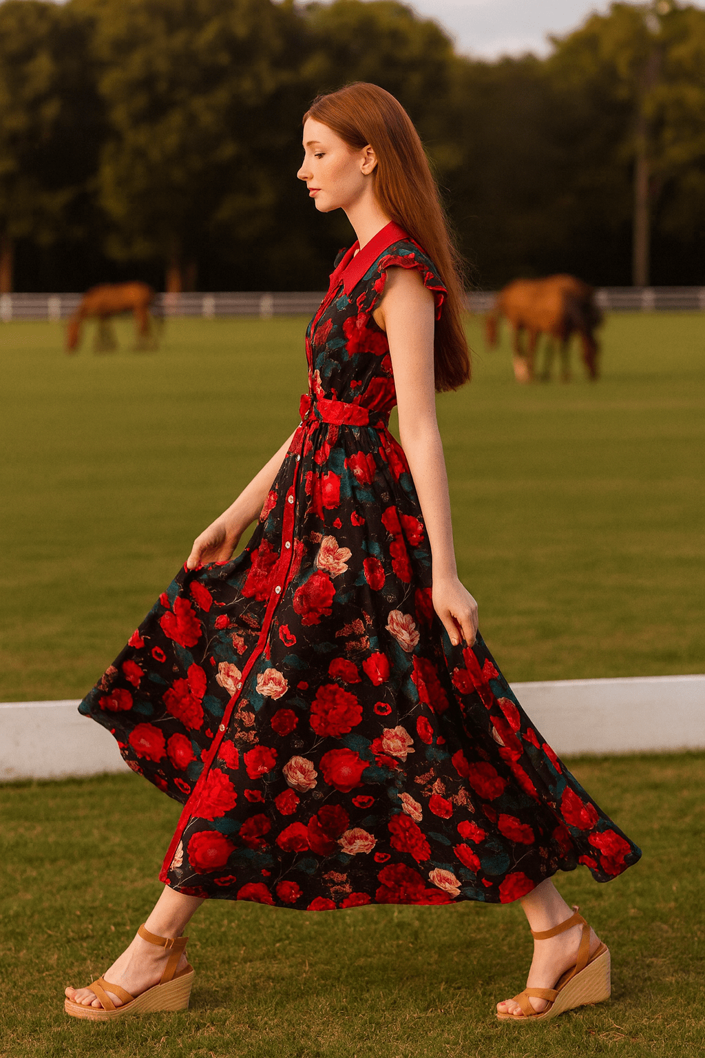 Gorgeous Long Vintage Maxi Dress Floral Print - American Thistle Gorgeous Long Vintage Maxi Dress Floral Print