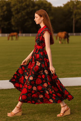Gorgeous Long Vintage Maxi Dress Floral Print - American Thistle Gorgeous Long Vintage Maxi Dress Floral Print