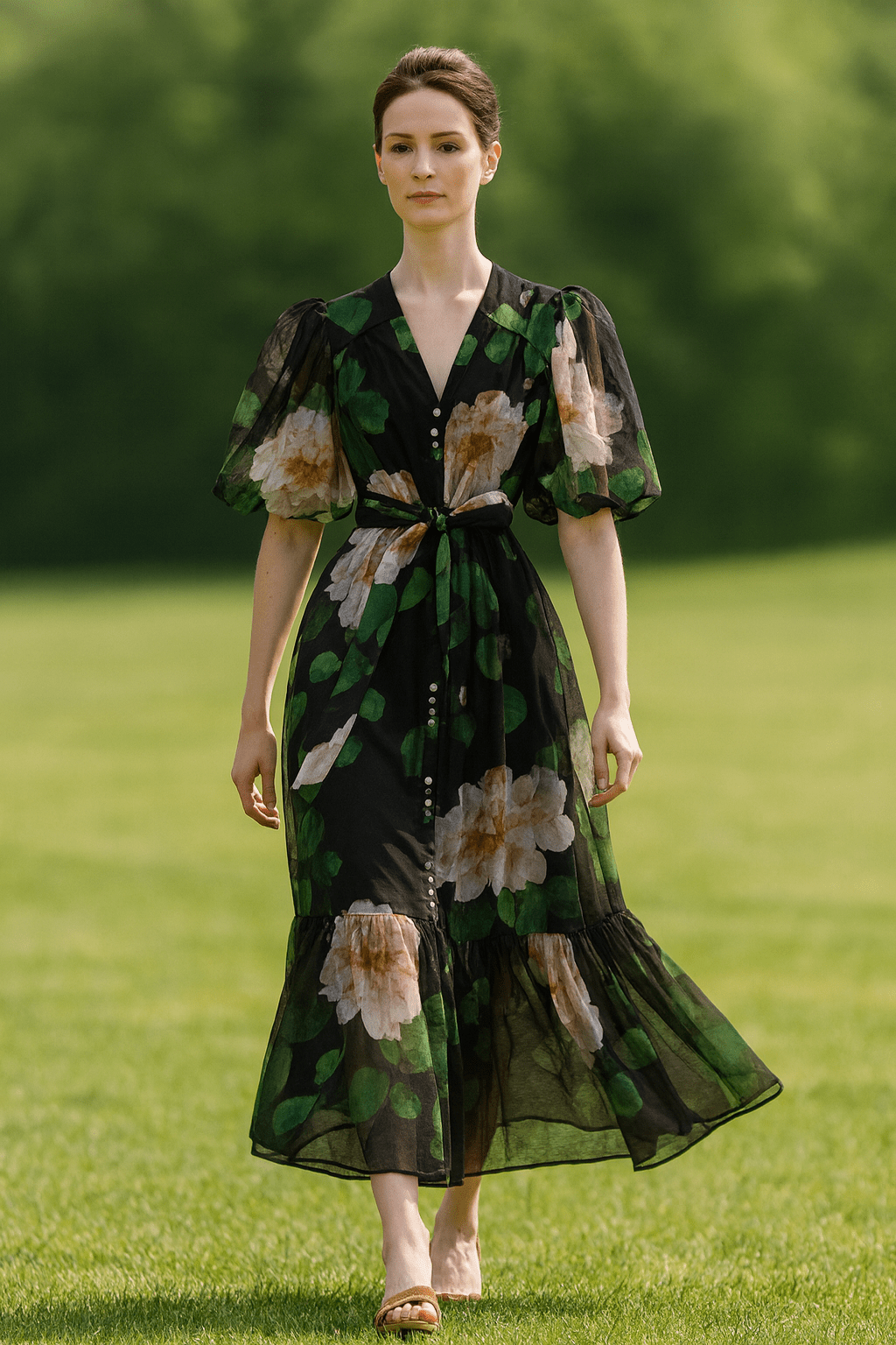 Green Floral Print Dress Women Summer - American Thistle Green Floral Print Dress Women Summer