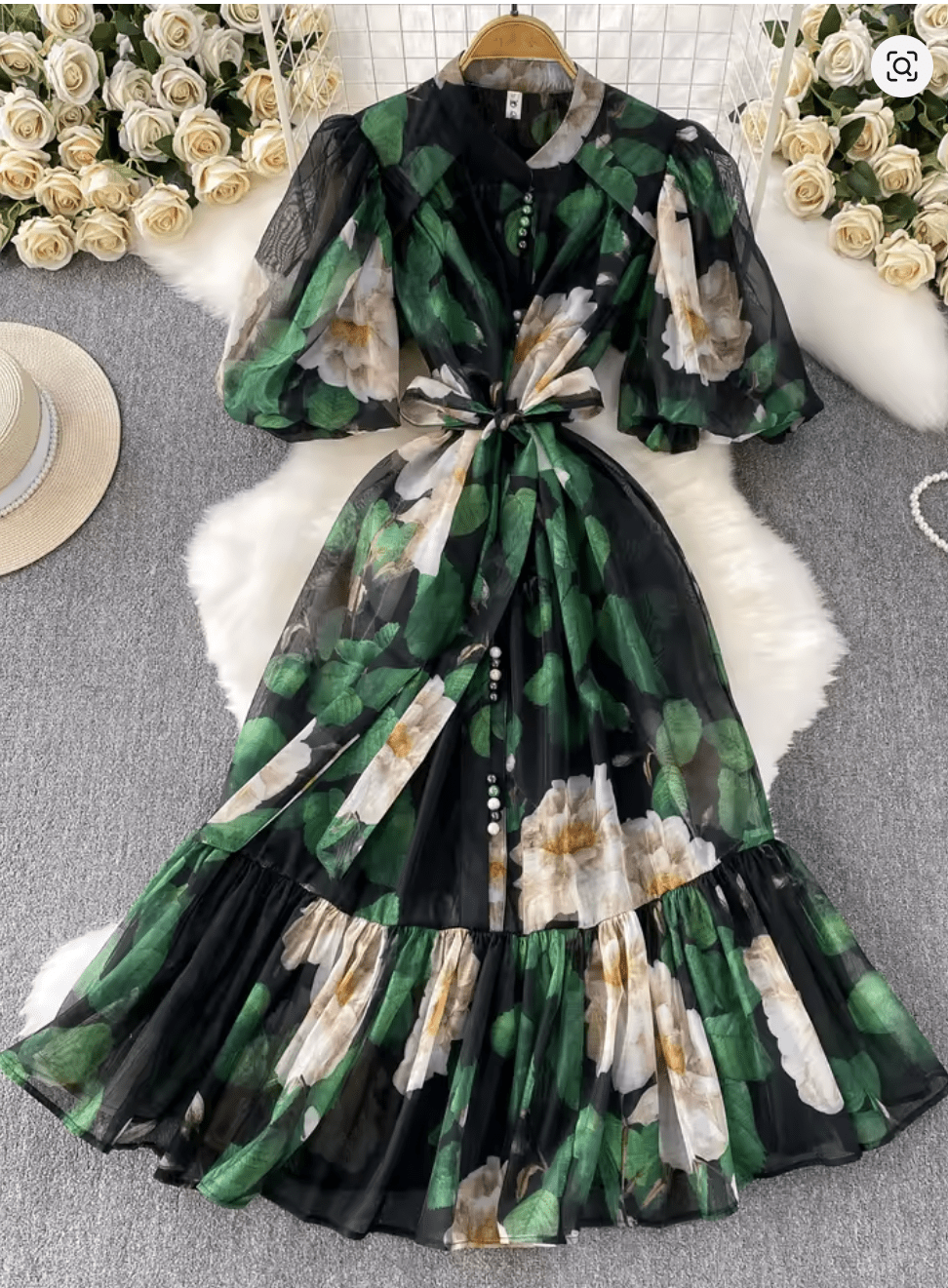 Green Floral Print Dress Women Summer - American Thistle Green Floral Print Dress Women Summer