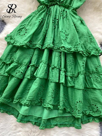 Green French Backless Sweet Dress Halter Sleeveless Hollow Out Embroidery Chic Design Women Fashion Beach Mini Dress - American Thistle Green French Backless Sweet Dress Halter Sleeveless Hollow Out Embroidery Chic Design Women Fashion Beach Mini Dress