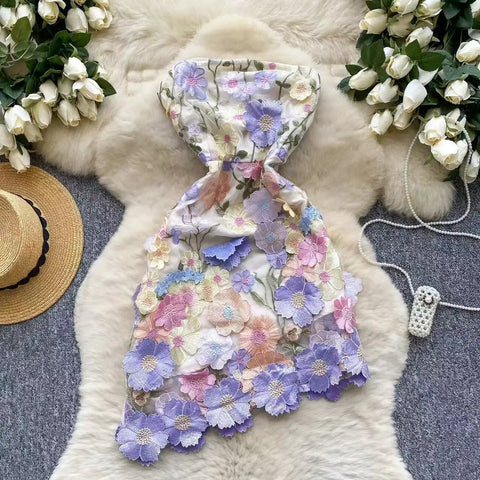 Halter Floral Short Dress - American Thistle Halter Floral Short Dress