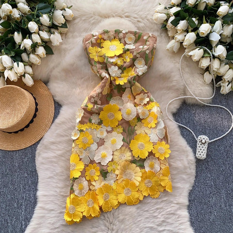 Halter Floral Short Dress - American Thistle Halter Floral Short Dress