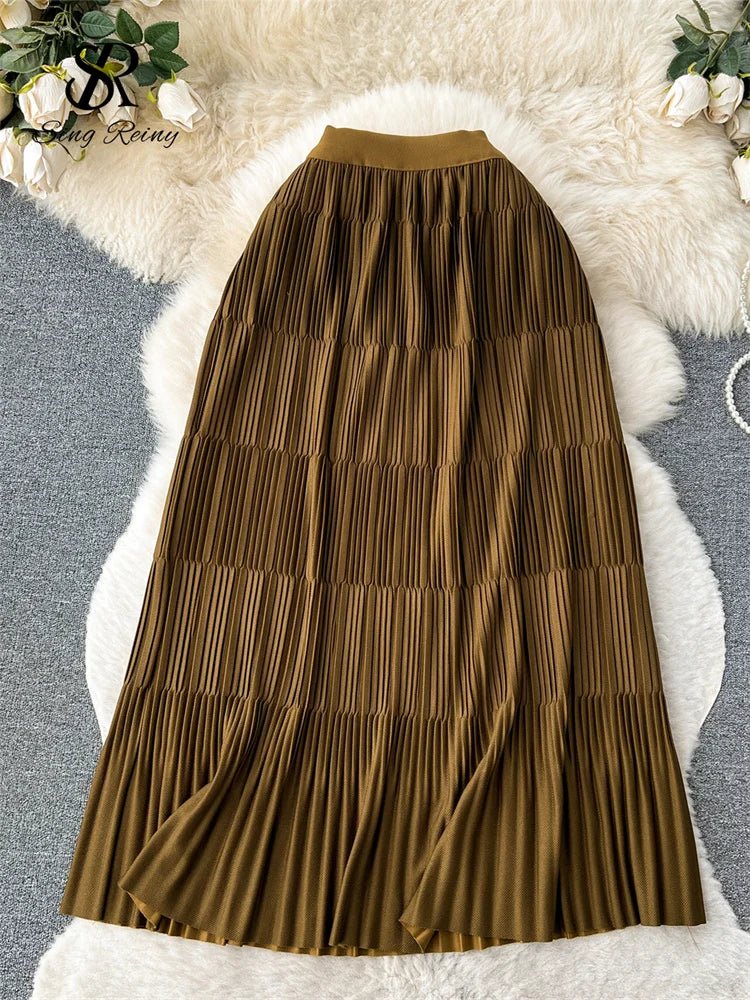 High Street Winter Long Maxi Skirt Women Elastic Waist American Retro Fashion - American Thistle High Street Winter Long Maxi Skirt Women Elastic Waist American Retro Fashion